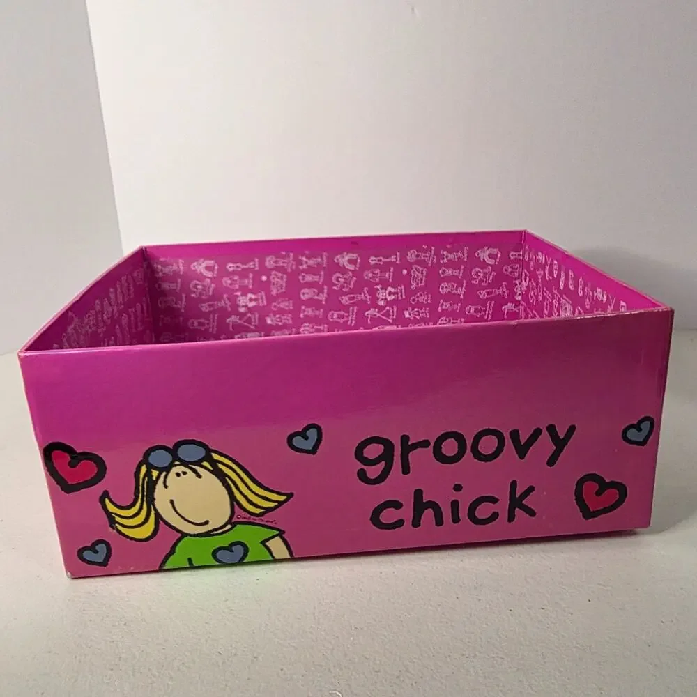 Groovy Chick Photo Storage Box w/ Dividers Pink Funky Photos Organizer